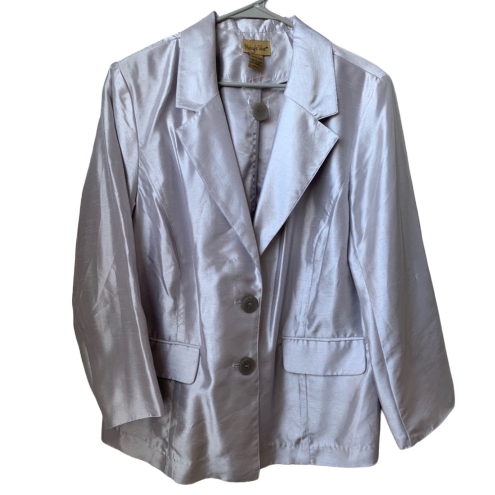 MIDNIGHT VELVET Women’s Silver Unlined Long Sleeve Double Button Jacket Blazer